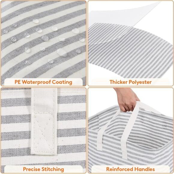 2 Pack Laundry Hamper Large Collapsible Laundry Baskets, Freestanding Waterproof - Picture 6 of 7